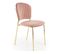 Chaise Design En Velours Rose Avec Fine Structure En Métal Doré Rest