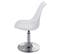 Chaise Pivotante De Cuisine Salle à Manger Réglable En Hauteur Synthétique Blanc Pied Chromé 04_000