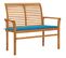 Banc De Jardin Meuble De Patio D'extérieur Terrasse Avec Coussin Bleu 112 X 55 X 94 Cm Bois De Teck