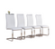 Lot de 4 Chaise cantilever, structure en métal chromé, rembourrée, revêtement en simili cuir, blanc
