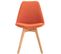 Lot De 4 Chaises De Salle à Manger Cuisine Bureau Style Scandinave En Tissu Orange Pieds En Bois 10