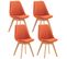 Lot De 4 Chaises De Salle à Manger Cuisine Bureau Style Scandinave En Tissu Orange Pieds En Bois 10