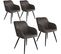 Lot De 4 Chaises Pieds Noir Siège De Salon Cuisine Salle à Manger Design Élégant Tissu Gris Foncé 0