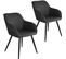 Lot De 2 Chaises Pieds Noir Siège De Salon Cuisine Salle à Manger Design Élégant Tissu Anthracite