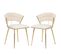 Chaises De Salle à Manger - Pieds En Métal Plaqué Or - Matière Velours - Lot De 2- Beige