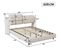 Lit Coffre Double 160x200cm - Avec Coffre De Rangement - Velours - Beige