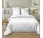 Housse De Couette 220x240 Cm + 2 Taies 100% Satin De Coton Raye Blanc