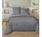 Housse De Couette 220x240 Cm + 2 Taies 100% Satin De Coton Raye Gris