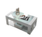 Table basse de salon avec plateau en verre 100x50x40, casiers et rangements, blanc