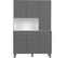 Oslo Buffet De 120 Cm - 1 Tiroir Et 6 Portes - L 120 X P 40 X H 185 Cm - Coloris Gris Brillant