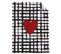 Torchon De Cuisine En Coton (lot De 2) Coeur Noir Blanc Rouge