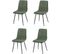 Lot De 4 Chaises Bobby Pieds Métal Noir Assise Velours Côtelé Vert Kaki