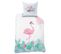 Parure De Lit Imprimée 100% Coton, Flamant Rose 140x200+63x63cm