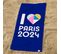 Drap De Plage Imprimé 100% Coton, Paris 2024 Jeux Olympiques Coeur 85x170cm