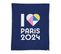 Plaid Polaire Imprimé, Paris 2024 Jeux Olympiques Coeur 125x150cm