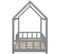 Lit cabane enfant 90x200 avec sommier à lattes et protection, en bois massif de pin, gris