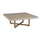 Eris - Table Basse Carrée 107x107cm En Béton Beige Pieds Croisés En Teck