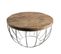 Alida - Table Basse Coque Ronde 60x60cm Plateau Teck Recyclé Piétement Métal Blanc