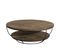 Alida - Table Basse Coque Ronde 100x100cm Double Plateau Teck Recyclé Métal Noir