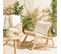 Will - Fauteuil Lounge En Branches De Teck Naturel Coussin Blanc Will