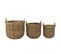 Kally - Set De 3 Paniers De Rangement Ronds En Rotin Naturel