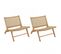 Valeria - Lot De 2 Fauteuils Lounge De Jardin Teck Rotin Synthétique Beige