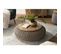 Irene - Table D'appoint Ronde 80x80cm Plateau Bois Manguier Et Coton Macassar Gris