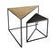 Jonas - Set De 2 Tables Gigognes Triangles Aluminium Doré Et Noir - Pieds Métal Noirs