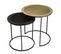 Jonas - Set De 2 Tables D'appoint Gigognes Rondes Aluminium Doré Et Noir - Pieds Ronds Métal Noir