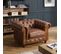 Gaston - Fauteuil Marron Chesterfield Capitonné Vintage 1 Place Cuir Pieds Bois