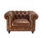 Gaston - Fauteuil Marron Chesterfield Capitonné Vintage 1 Place Cuir Pieds Bois