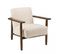 Gaston - Fauteuil Tissu Bouclette Écru Structure Et Accoudoirs En Bois