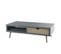 Martin - Table Basse Grise 1 Niche 2 Tiroirs Beiges Bois Pin