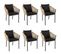 Malo - Lot De 6 Fauteuils En Cordage Couleur Naturelle Coussins Noirs