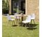 Malo - Salon De Jardin 4 Pers. - 1 Table Ronde 120x120cm Et 4 Chaises Blanches Pieds Couleur Nature