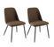 Augustin - Lot De 2 Chaises Tissu Marron Dossier Droit Pieds Acier Noir