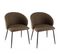 Augustin - Lot De 2 Chaises Tissu Marron Dossier Arrondi Pieds Acier Noir