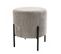 Albane - Tabouret Rond 36x36cm Tissu Velours Côtelé Gris Perle Pieds Métal