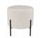 Albane - Tabouret Rond 40x40cm Tissu Bouclette Blanc Pieds Métal Noir