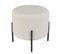 Albane - Tabouret Rond 40x40cm Tissu Bouclette Blanc Pieds Métal Noir