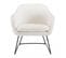 Albane - Fauteuil Urban Tissu Bouclette Blanc Pieds Évasés Métal Noir