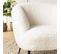 Albane - Fauteuil Cosy Tissu Bouclette Blanc Pieds Métal Noir