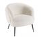 Albane - Fauteuil Cosy Tissu Bouclette Blanc Pieds Métal Noir