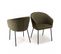 Ulysse - Lot De 2 Chaises Tissu Vert Olive Pieds Acier Noir