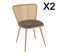 Lea - Lot De 2 Chaises Assise Tissu Taupe Large Dossier Effet Cannage