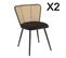 Lea - Lot De 2 Chaises Assise Tissu Noir Large Dossier Effet Cannage