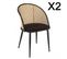 Lea - Lot De 2 Fauteuils Tissu Noir Dossier Arrondi Effet Cannage