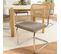 Lea - Lot De 2 Chaises Assise Tissu Taupe Dossier Effet Cannage