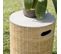 Hans - Table D'appoint Ronde Plateau En Béton Socle En Bambou Naturel