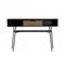 Alma - Console Noire 130x35cm 2 Niches 1 Tiroir Marron Foncé Pieds Métal Noir